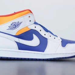 Fit Sporting Goods Shop -Fit Sporting Goods Shop Air Jordan 1 Mid White Deep Royal Blue Track Red Laser Orange 1