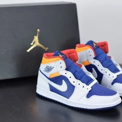Fit Sporting Goods Shop 36 Fit Sporting Goods Air Jordan 1 Mid White/Deep Royal Blue-Track Red-Laser Orange