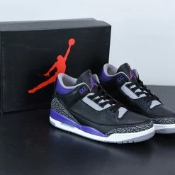 Fit Sporting Goods Air Jordan 3 Black/Cement Grey-White-Court Purple